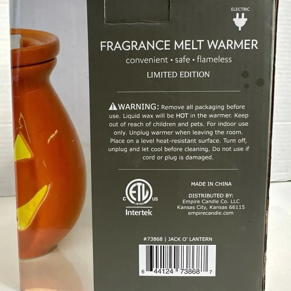Tuscany Jack-O-Lantern Frangrance Melt Warmer electric by Tuscany Candle NWT.